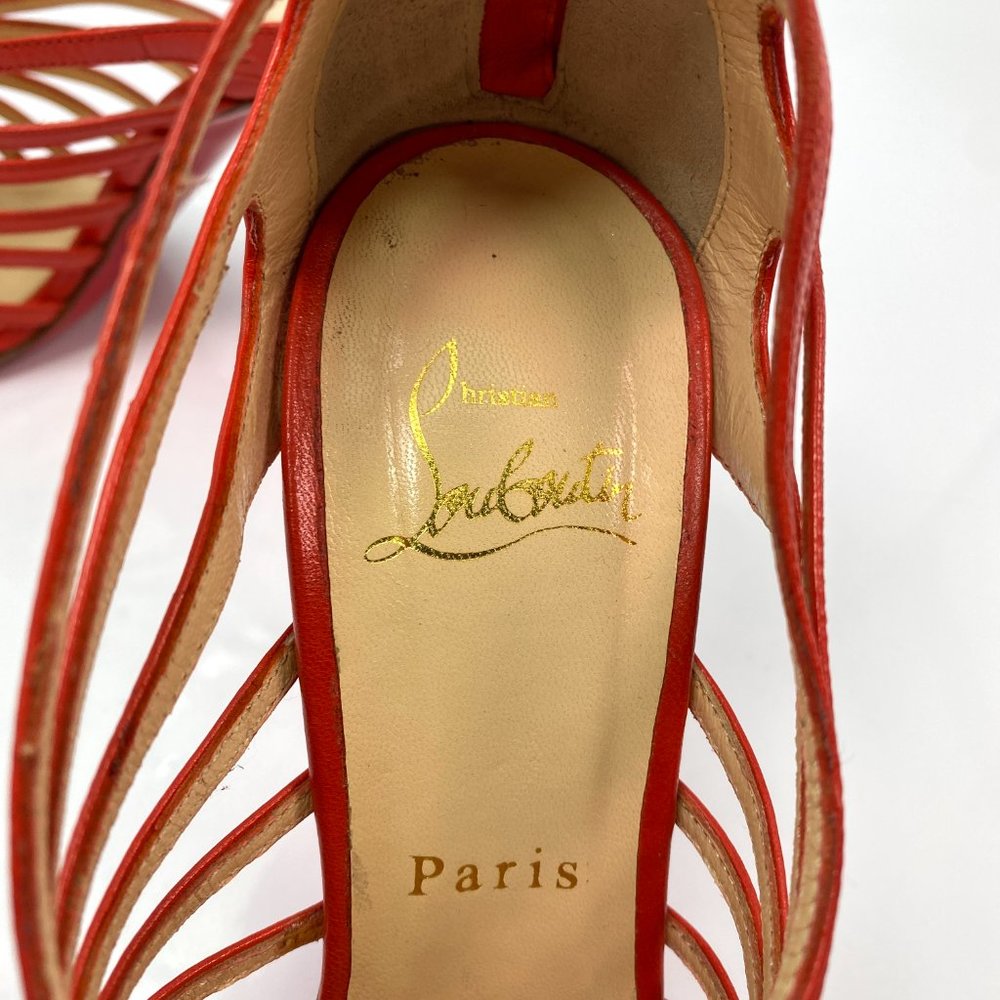 🌷❤️‍🔥FINAL SALE 🔥 NO OFFERS🌷💥Christian Louboutin Orange Leather Heel 36 - Picture 3 of 9